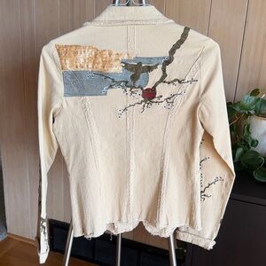 Tahari Elegant Cream embroidered sequined Women's Jacket Sz Small